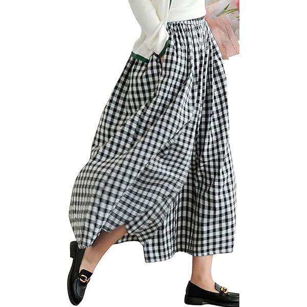 Japanese plaid skirt pantswomen's artistic retro plaid cotton